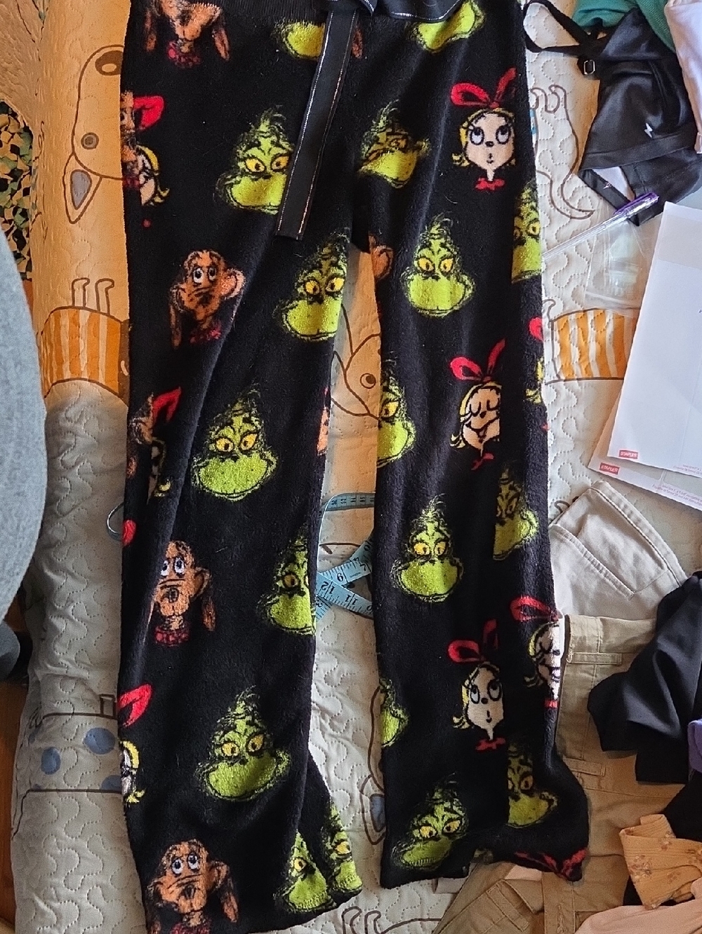Dr. Seuss Black Grinch Fleece Pajama Pants